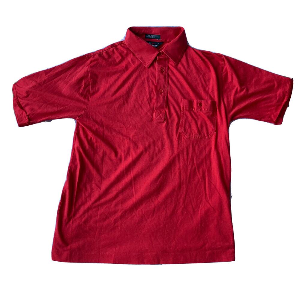 Fairway Shirt Sz M Short Sleeve Golf Polo Red Pocket Collar Summer Sport Casual